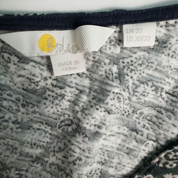 Boden Button Front Cotton Long Sleeve Paisley Top Womens 20/22 (XL) Green Boho - Picture 3 of 15